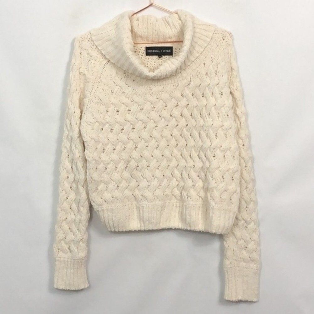 Kendall+Kylie Black Label Cowl-Neck White Soft Sweater Like New Condition Large - Picture 2 of 6